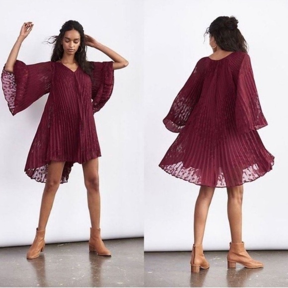 Anthropologie Toulon Pleated Mini Dress in Plum Sz S - Picture 14 of 14